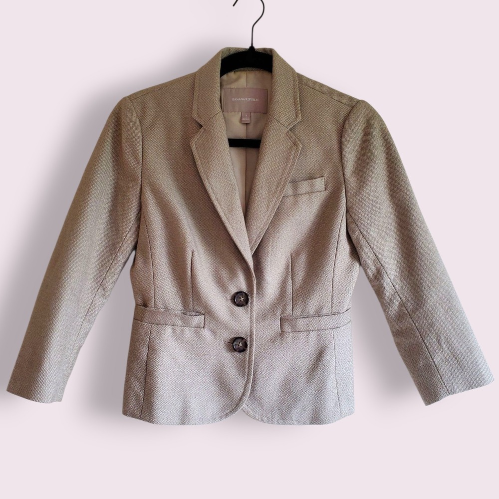 Banana Republic Womens Size 2 Beige Brown Blazer Career Business Office Jacket